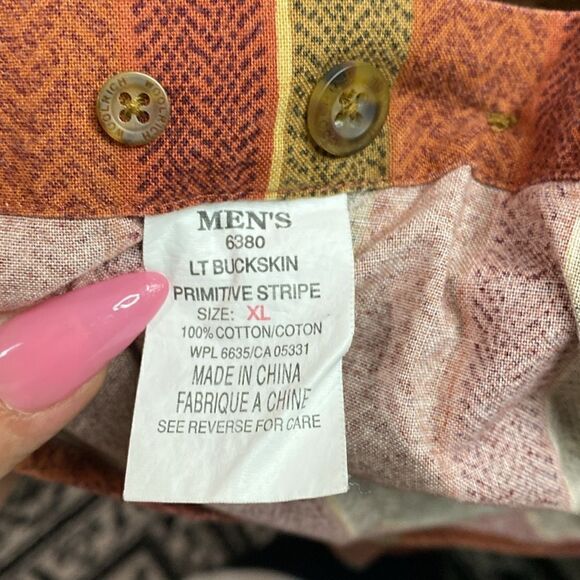 Woolrich MEN'S 6380 LT BUCKSKIN PRIMITIVE STRIPE Button Down Shirt - Picture 8 of 10